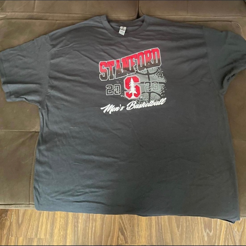 Stanford 2023 Men's Basketball Graphic Tee - Black with Red/White Logo